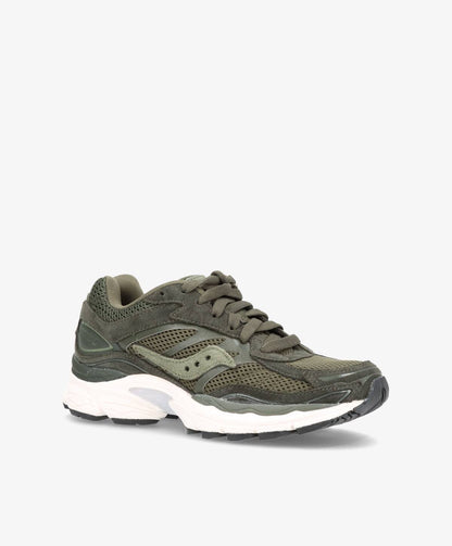 Khaki farvede sneakers til kvinder med hvid sål og snørebånd.