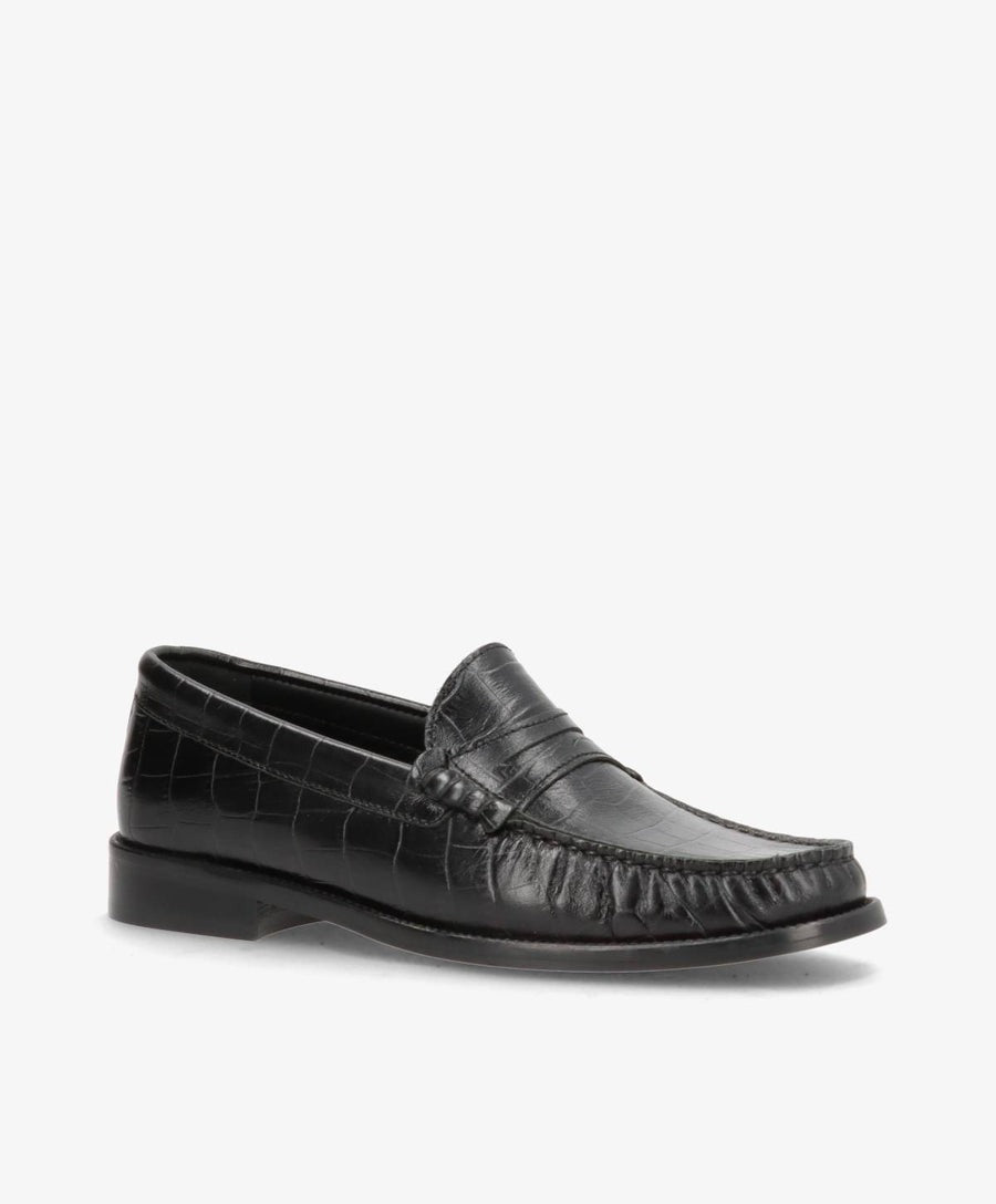 REGENT C - Dame loafer - Sort læder croco