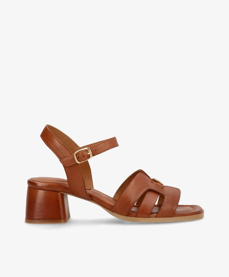 RONDA - Mellembrun læder - Sandaler med hæl