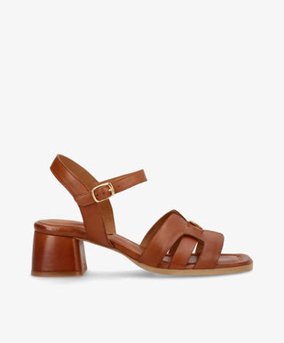 RONDA - Mellembrun læder - Sandaler med hæl