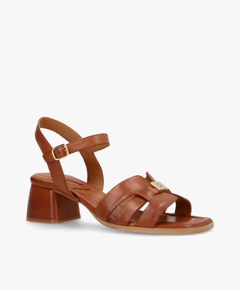 RONDA - Mellembrun læder - Sandaler med hæl