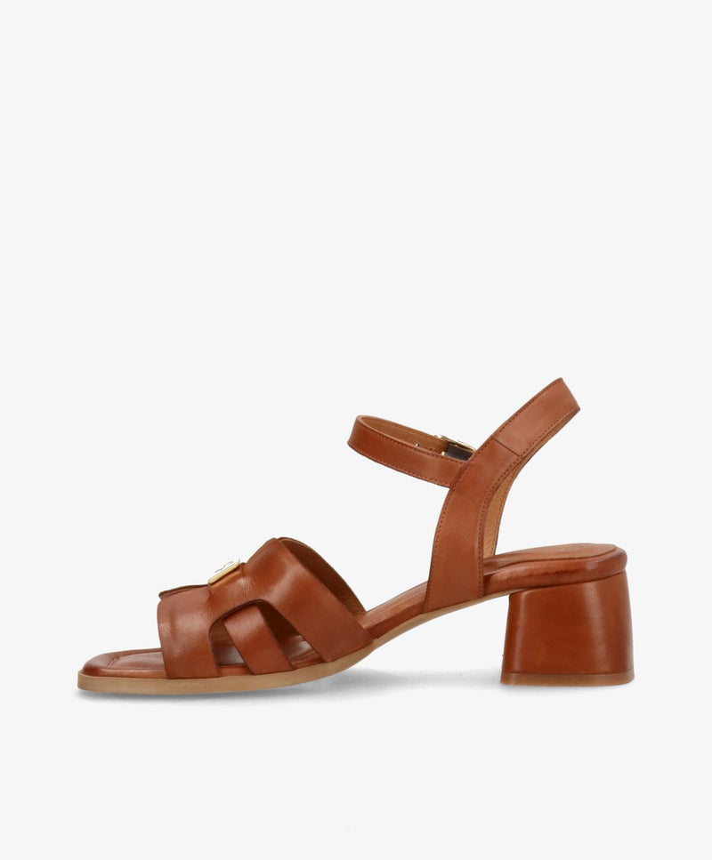 RONDA - Mellembrun læder - Sandaler med hæl
