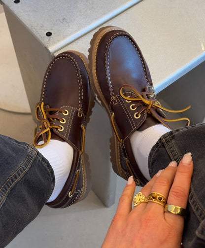 RUDDER-X - Brun læder - Sejlersko Unisex