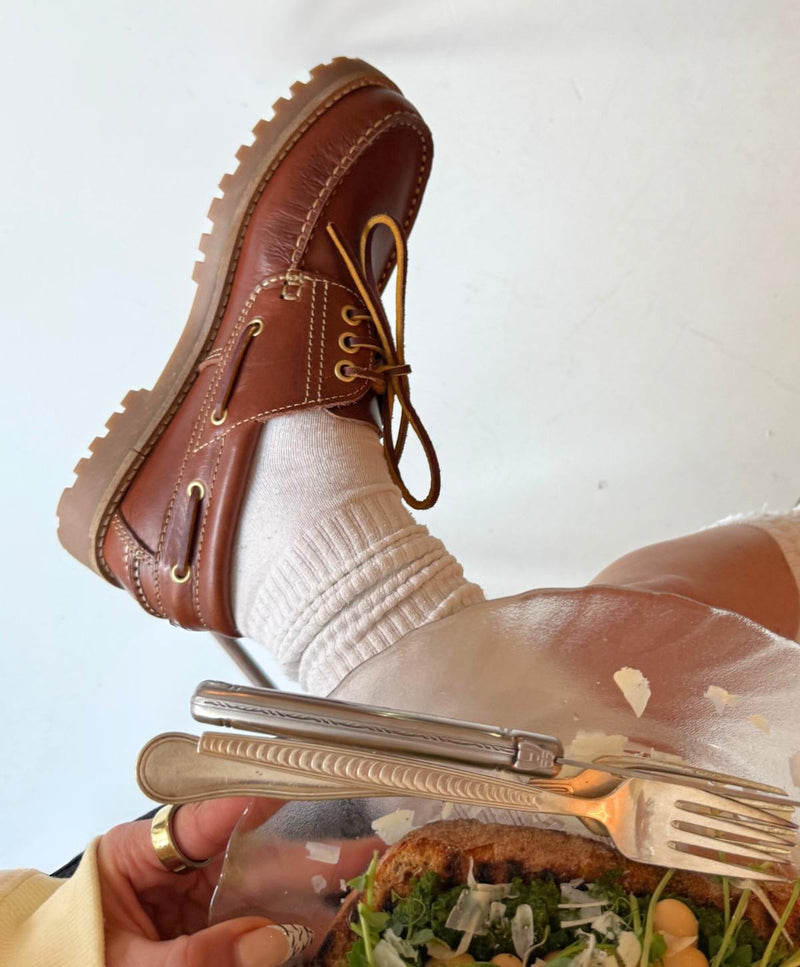 RUDDER-X - Mellembrun læder - Sejlersko Unisex