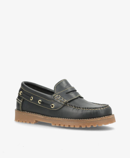 RUDDER L - Sort læder - Loafers Dame Sejler