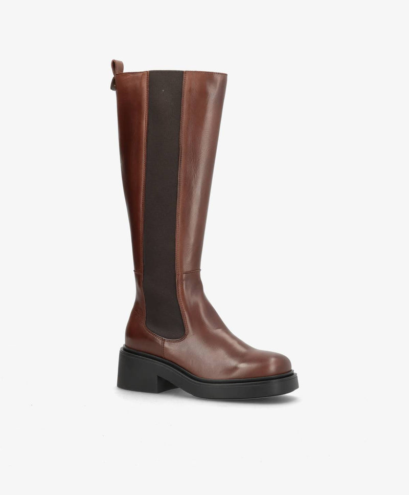 PREORDER - SADDLE LONG - Mørkebrun læder - Lange støvler Dame