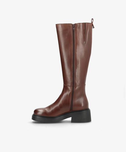 PREORDER - SADDLE LONG - Mørkebrun læder - Lange støvler Dame