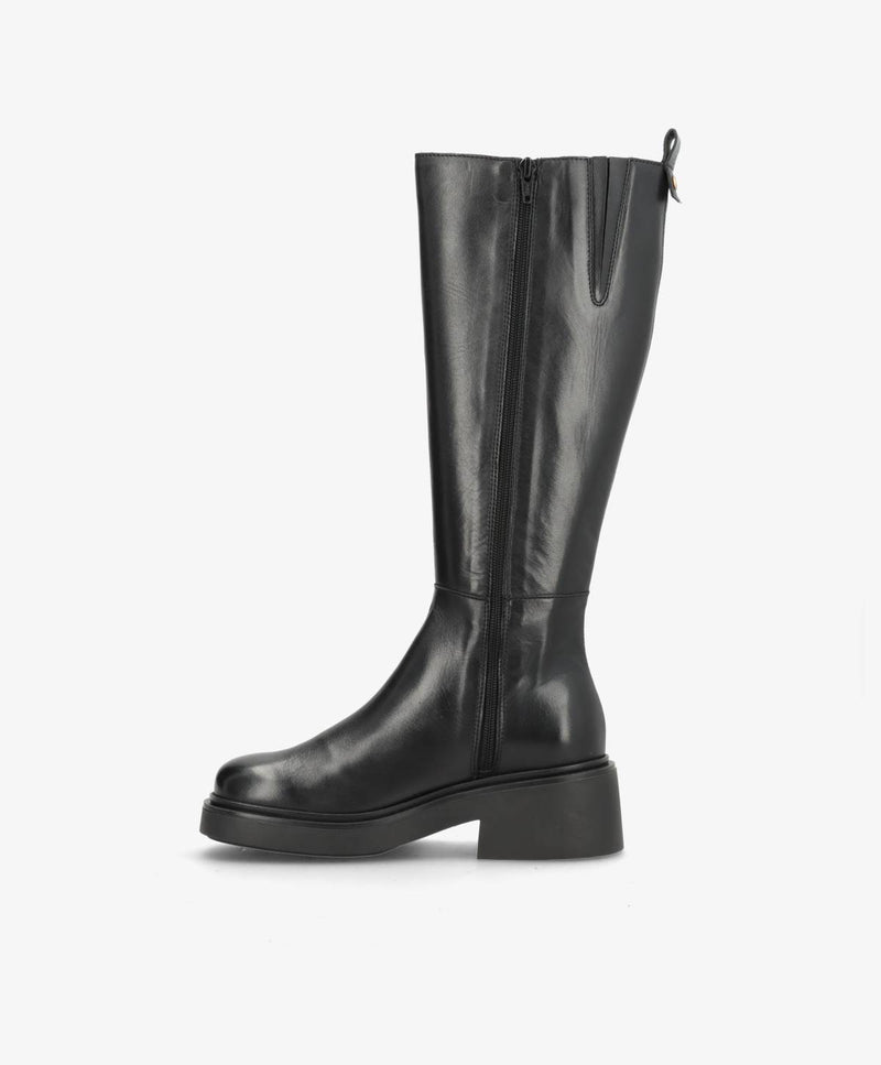 PREORDER - SADDLE LONG - Sort læder - Lange støvler Dame