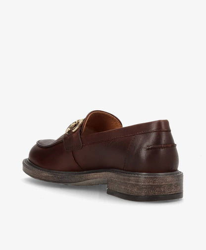 SANDRA - Mørkebrun læder - Loafers Dame