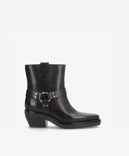 STORM - Dame Biker støvle med hæl - Sort læder