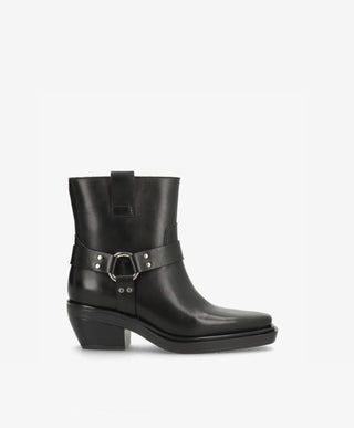 STORM - Dame Biker støvle med hæl - Sort læder