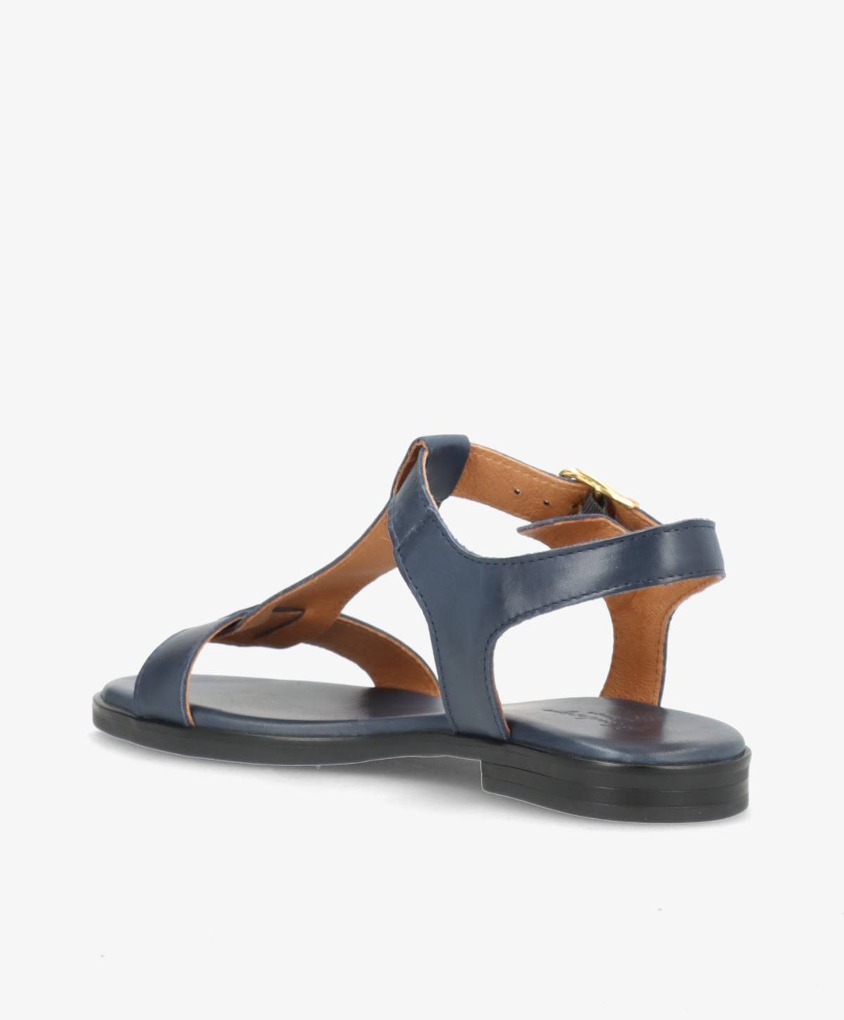 NORA - Jeans blå læder - Flad sandal Dame