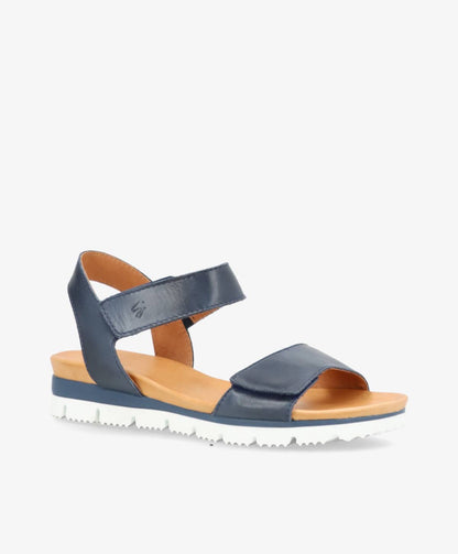 TOSCANA - Jeans blå læder - Flad sandal Dame