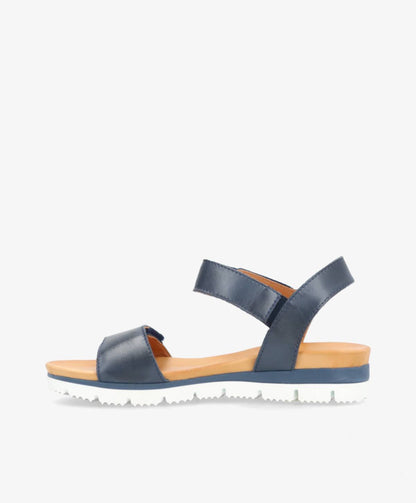 TOSCANA - Jeans blå læder - Flad sandal Dame