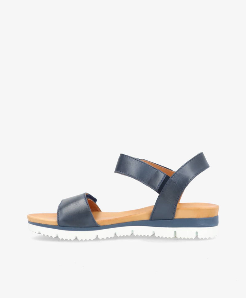 TOSCANA - Jeans blå læder - Flad sandal Dame