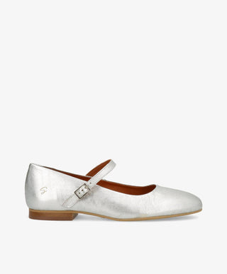 VIVIANA - Dame Ballerina - Sølv laminat læder