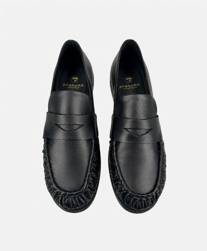 WHISPER - Sort blødt læder - Loafers Dame