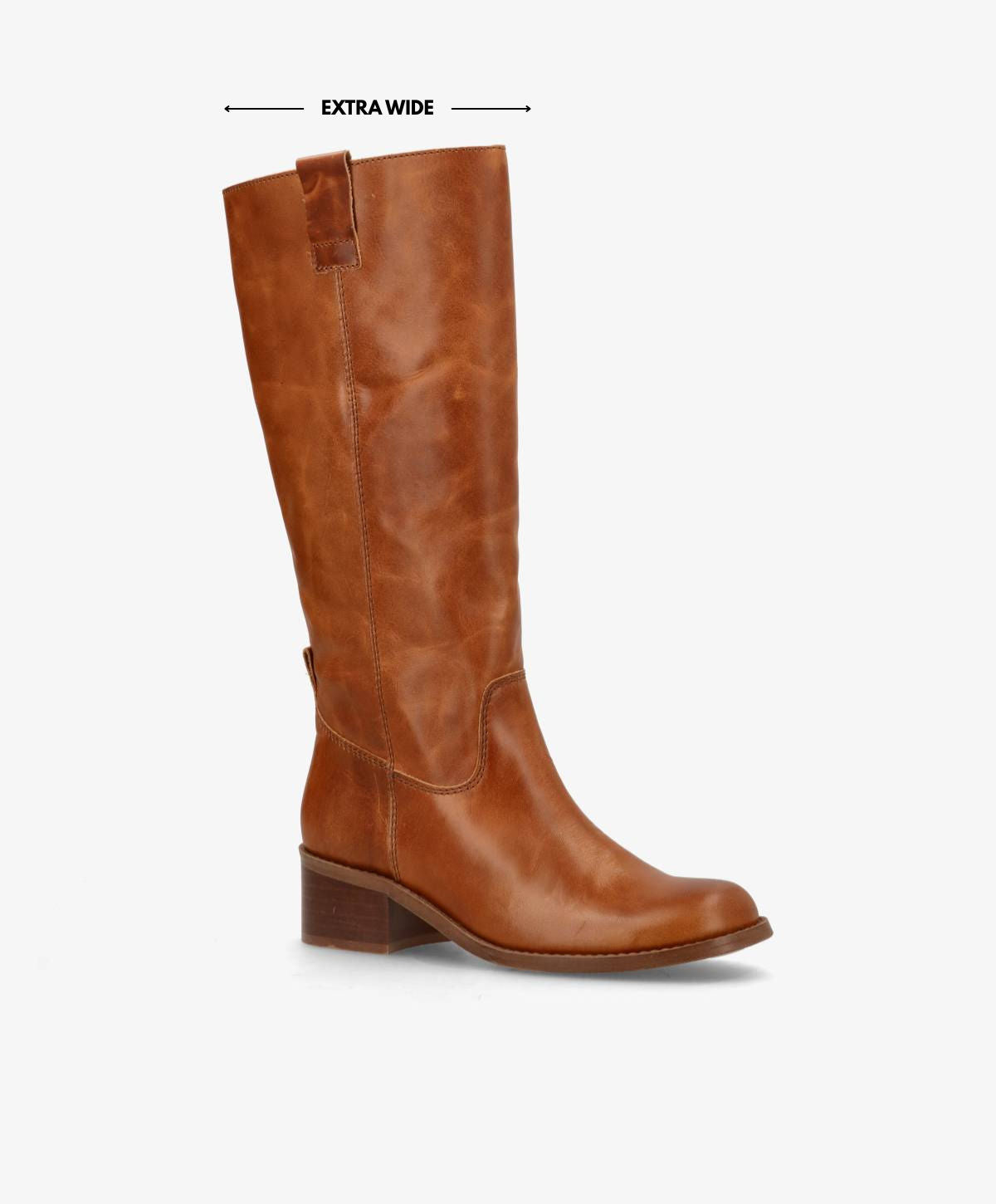 MARTINA LONG WIX - Cognac læder - Lang støvle Dame