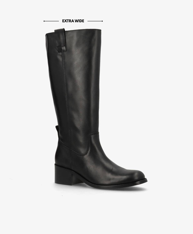 MARTINA LONG WIX - Sort læder - Lang støvle Dame