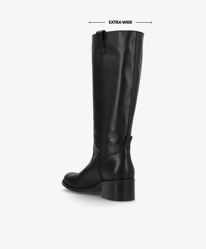 MARTINA LONG WIX - Sort læder - Lang støvle Dame