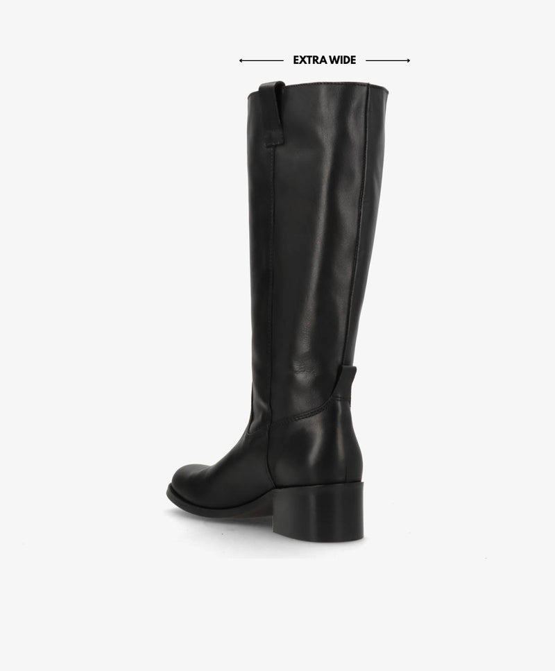 MARTINA LONG WIX - Sort læder - Lang støvle Dame