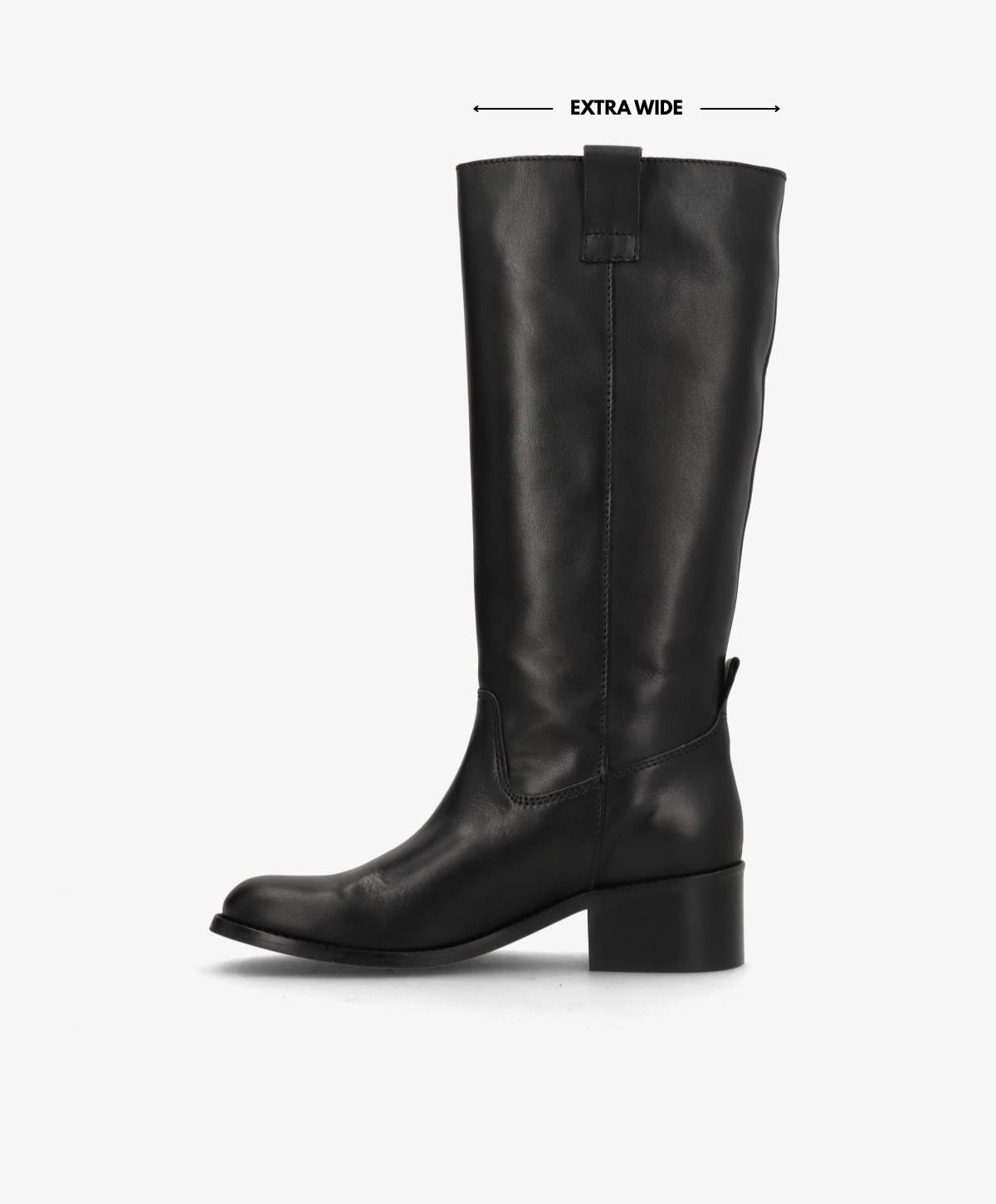 MARTINA LONG WIX - Sort læder - Lang støvle Dame