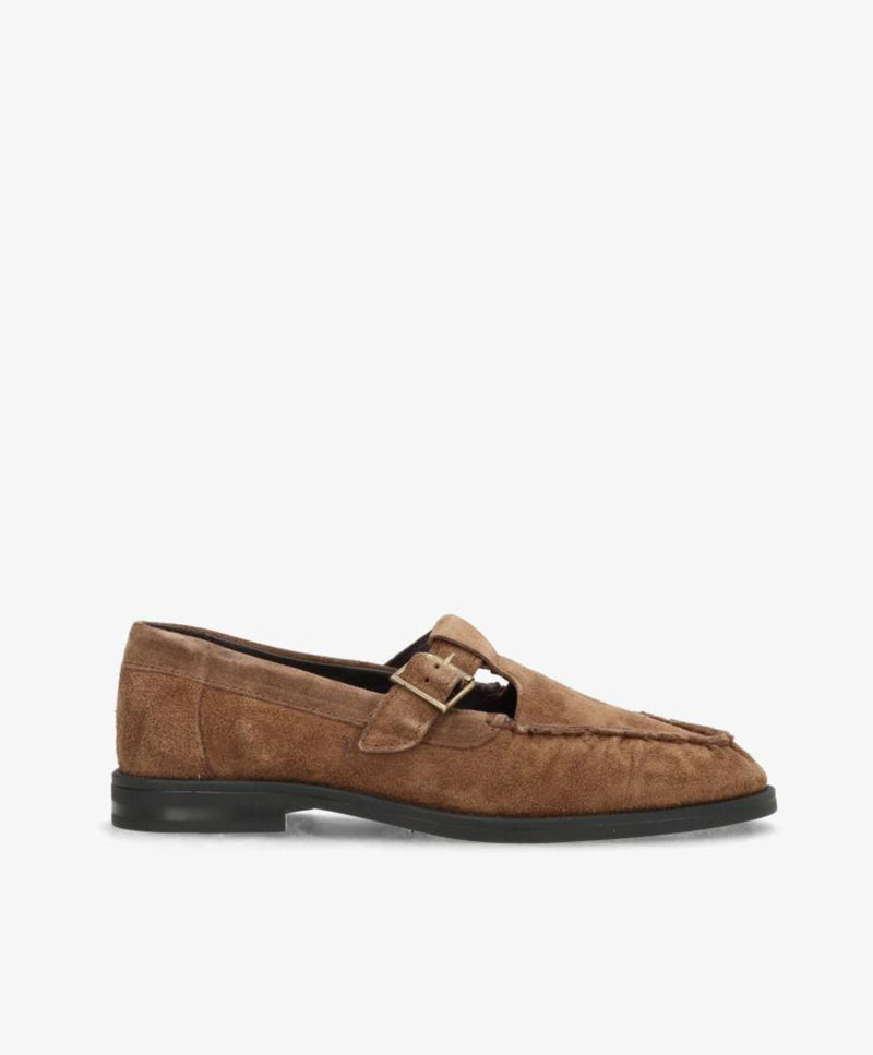 WHISPER TEE - Mørk beige ruskind - T-strap shoes Dame