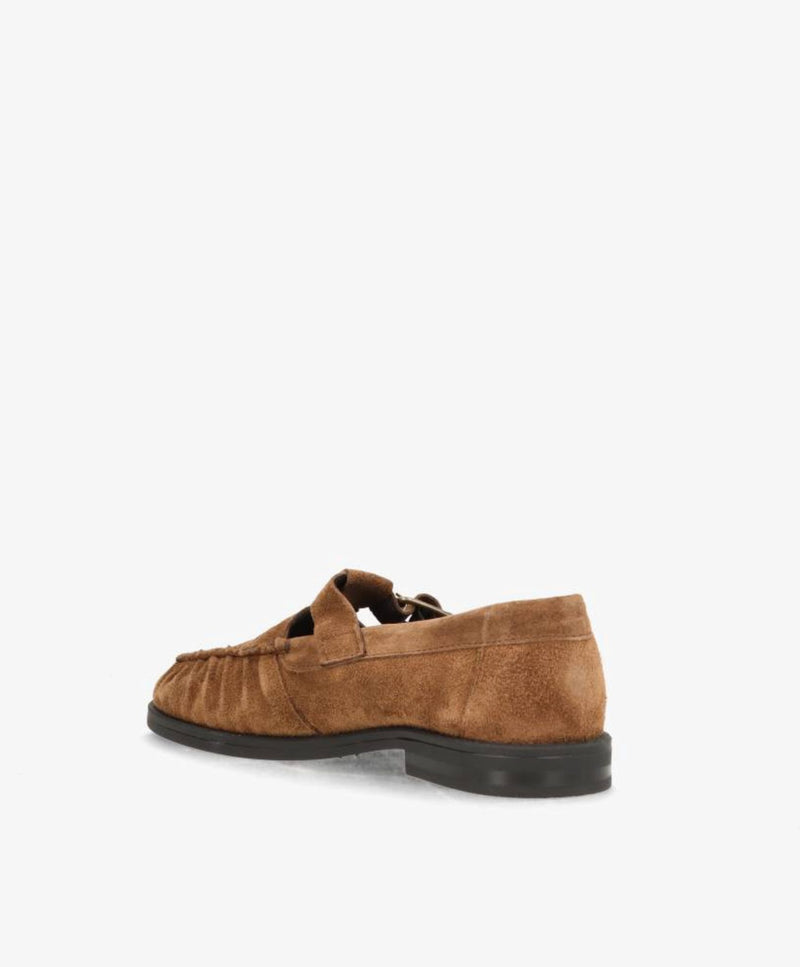 WHISPER TEE - Mørk beige ruskind - T-strap shoes Dame