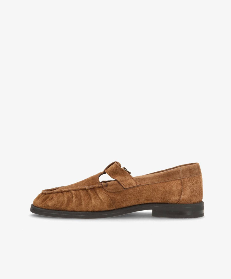 WHISPER TEE - Mørk beige ruskind - T-strap shoes Dame