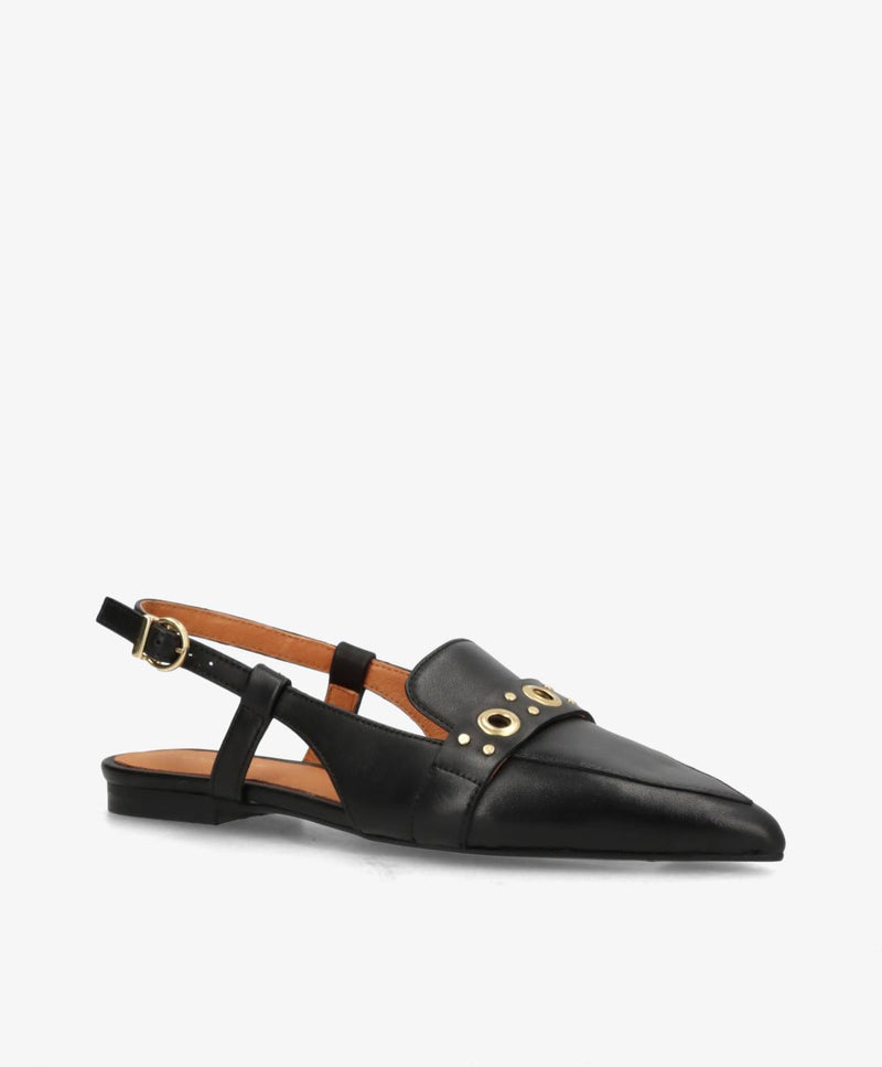 ABOVE - Sort læder - Slingback sko Dame