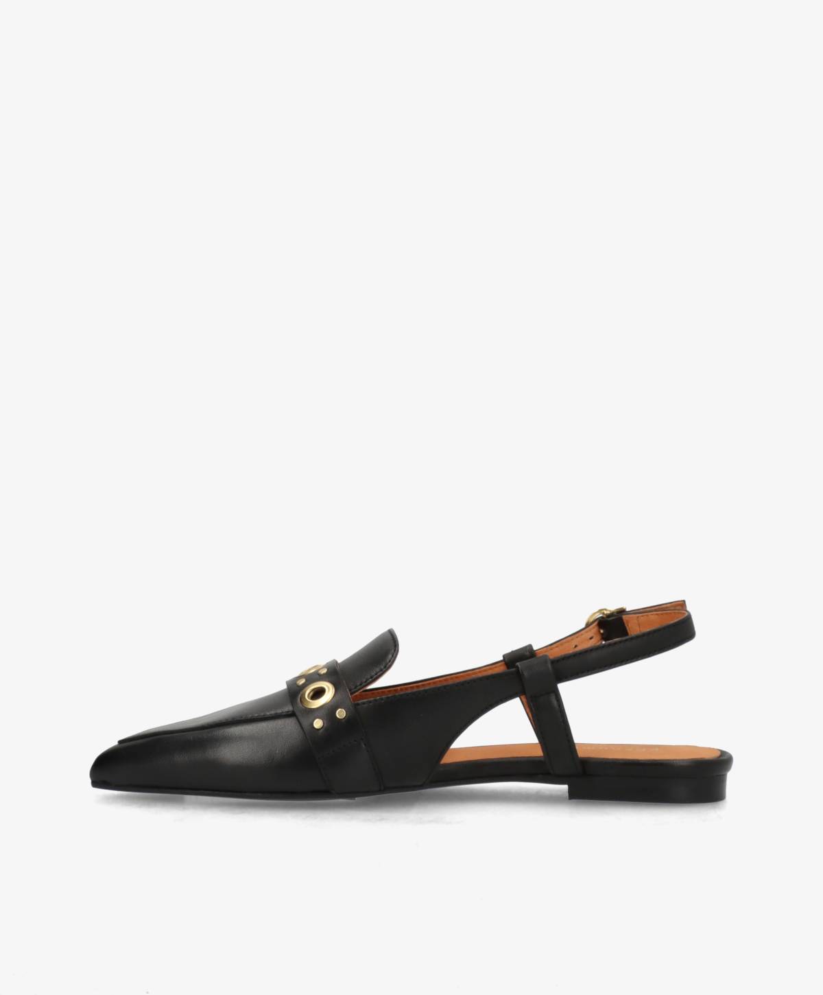 ABOVE - Sort læder - Slingback sko Dame