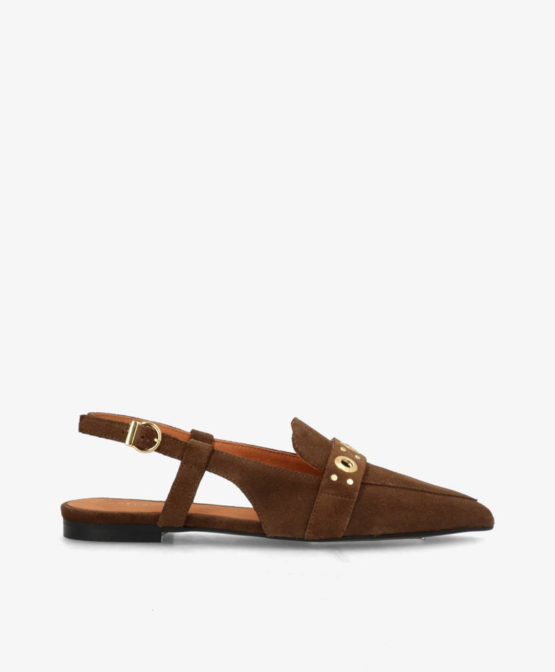 ABOVE S - Mørkebrun ruskind - Slingback sko Dame