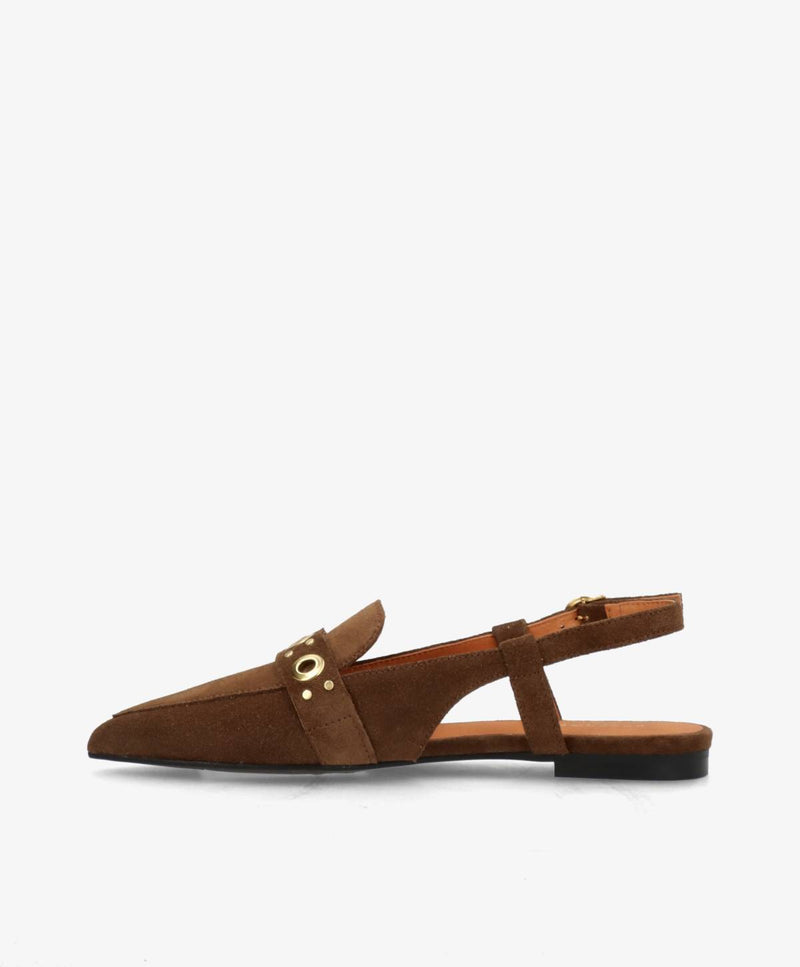 ABOVE S - Mørkebrun ruskind - Slingback sko Dame