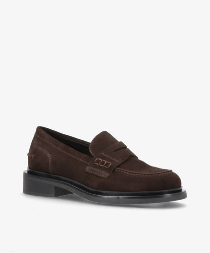 PURE S - Mørkebrun ruskind - Loafers Dame
