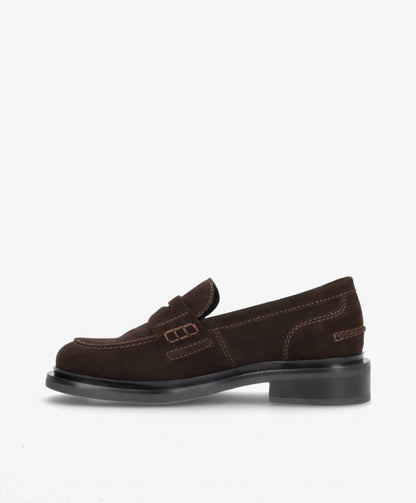 PURE S - Mørkebrun ruskind - Loafers Dame