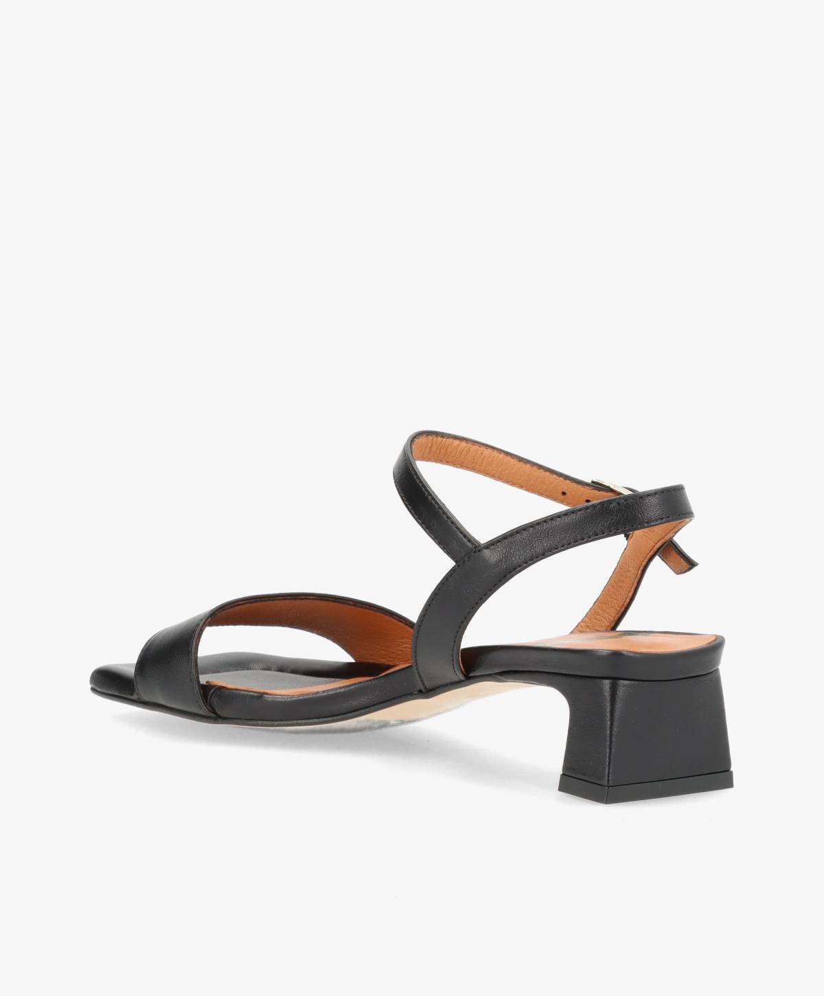 EMBRACE - Sort læder - Sandal med hæl Dame