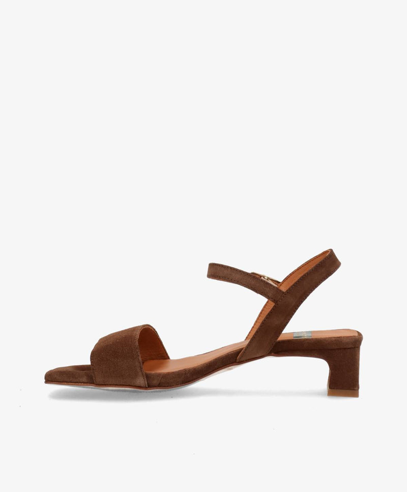 EMBRACE - Mørkebrun ruskind - Sandal med hæl Dame