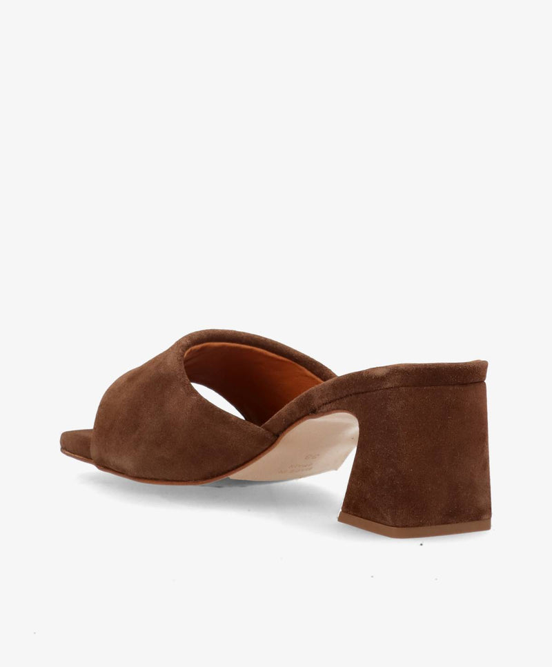 ESSENCE - Mørkebrun ruskind - Sandal med hæl Dame