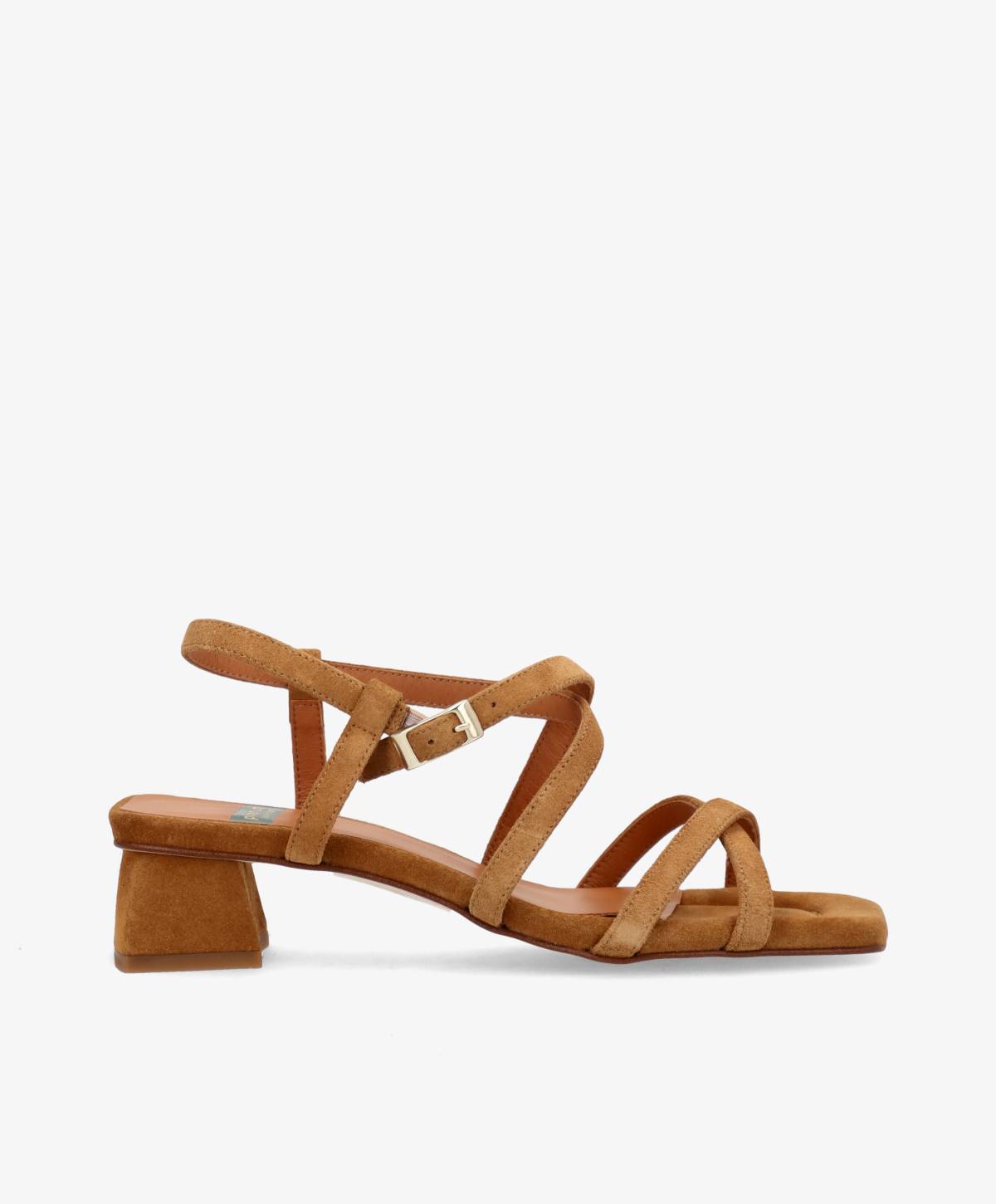 ESTEEM - Nøddebrun ruskind - Sandal med hæl Dame