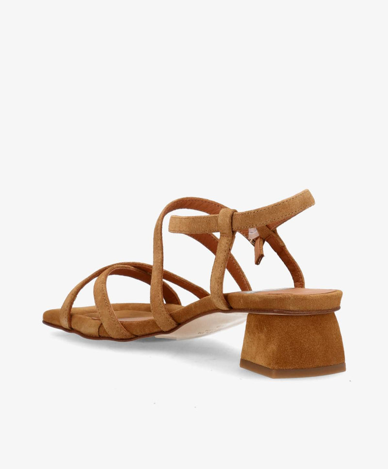 ESTEEM - Nøddebrun ruskind - Sandal med hæl Dame