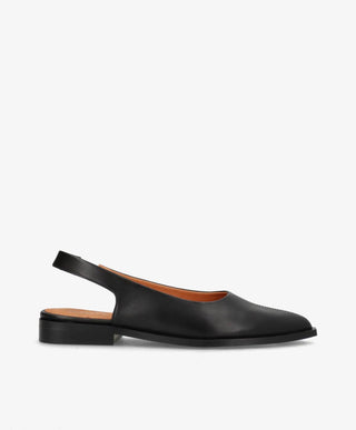HOLD - Sort læder - Slingback sko Dame