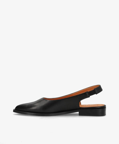 HOLD - Sort læder - Slingback sko Dame