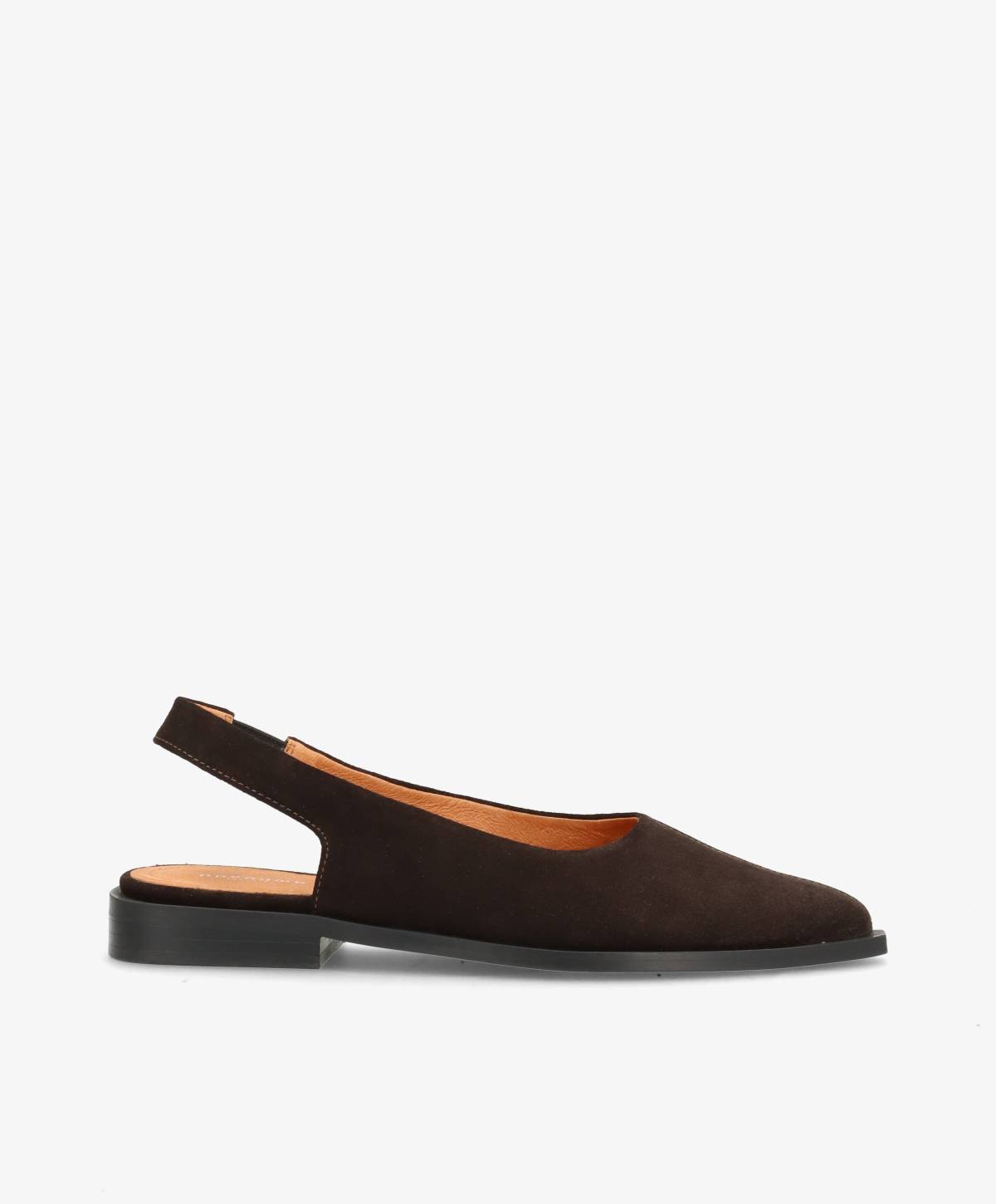 HOLD S - Mørkebrun ruskind - Slingback sko Dame