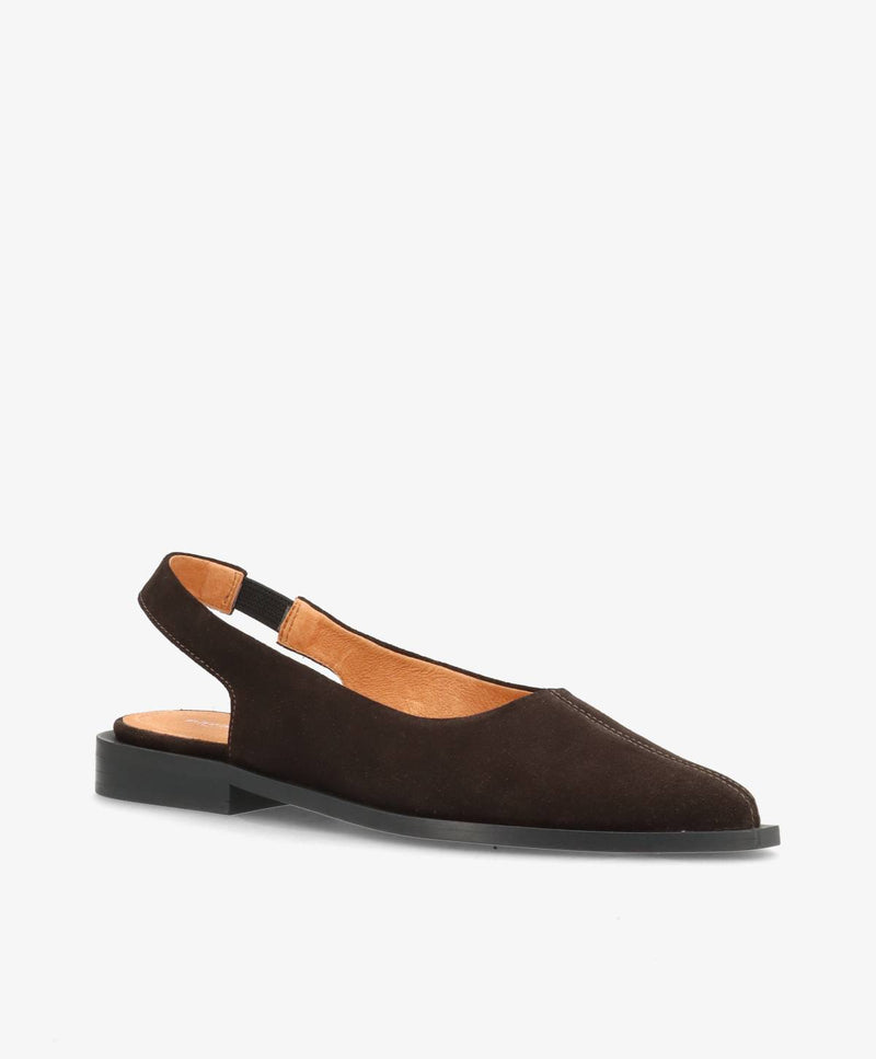 HOLD S - Mørkebrun ruskind - Slingback sko Dame
