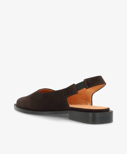HOLD S - Mørkebrun ruskind - Slingback sko Dame