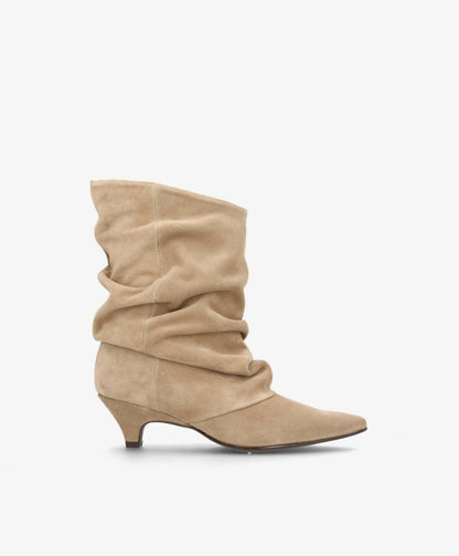 KNOCK OUT S - Beige Ruskind - Støvle med hæl - Dame