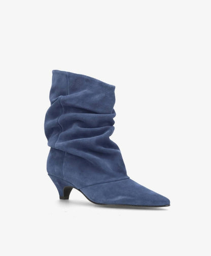 KNOCK OUT S - Jeans blå Ruskind - Støvle med hæl - Dame