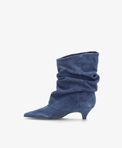 KNOCK OUT S - Jeans blå Ruskind - Støvle med hæl - Dame