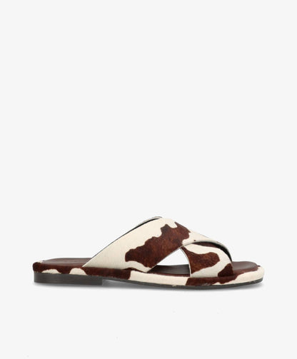ONRY Ha - Cow brun pony hair læder - Flad sandal Dame