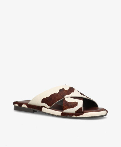ONRY Ha - Cow brun pony hair læder - Flad sandal Dame